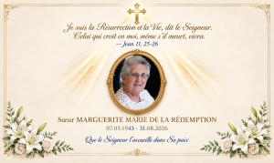 A Dieu à Sr Marguerite Marie de la Rédemption